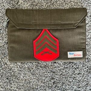 Olive‎ Green Canvas Pouch with Red Patch